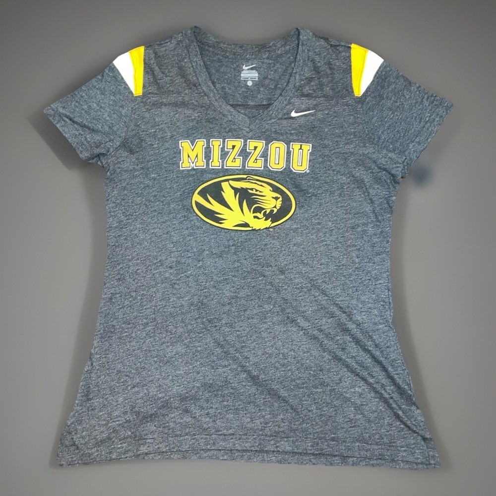 Missouri Tigers Mizzou UNIVERSITYNike Shirt T-shirt Womens Large Gold/Gray